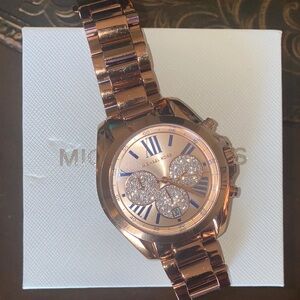 Michael Kors Rose Gold Watch with Blue Roman Numerals